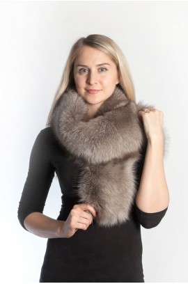 Grey fox fur scarf